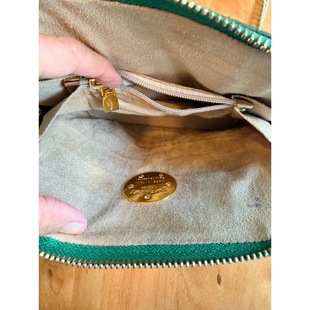 Pratesi Firenze Green Croc Embossed Leather Crossbody Bag Made in Italy - Picture 3 of 13